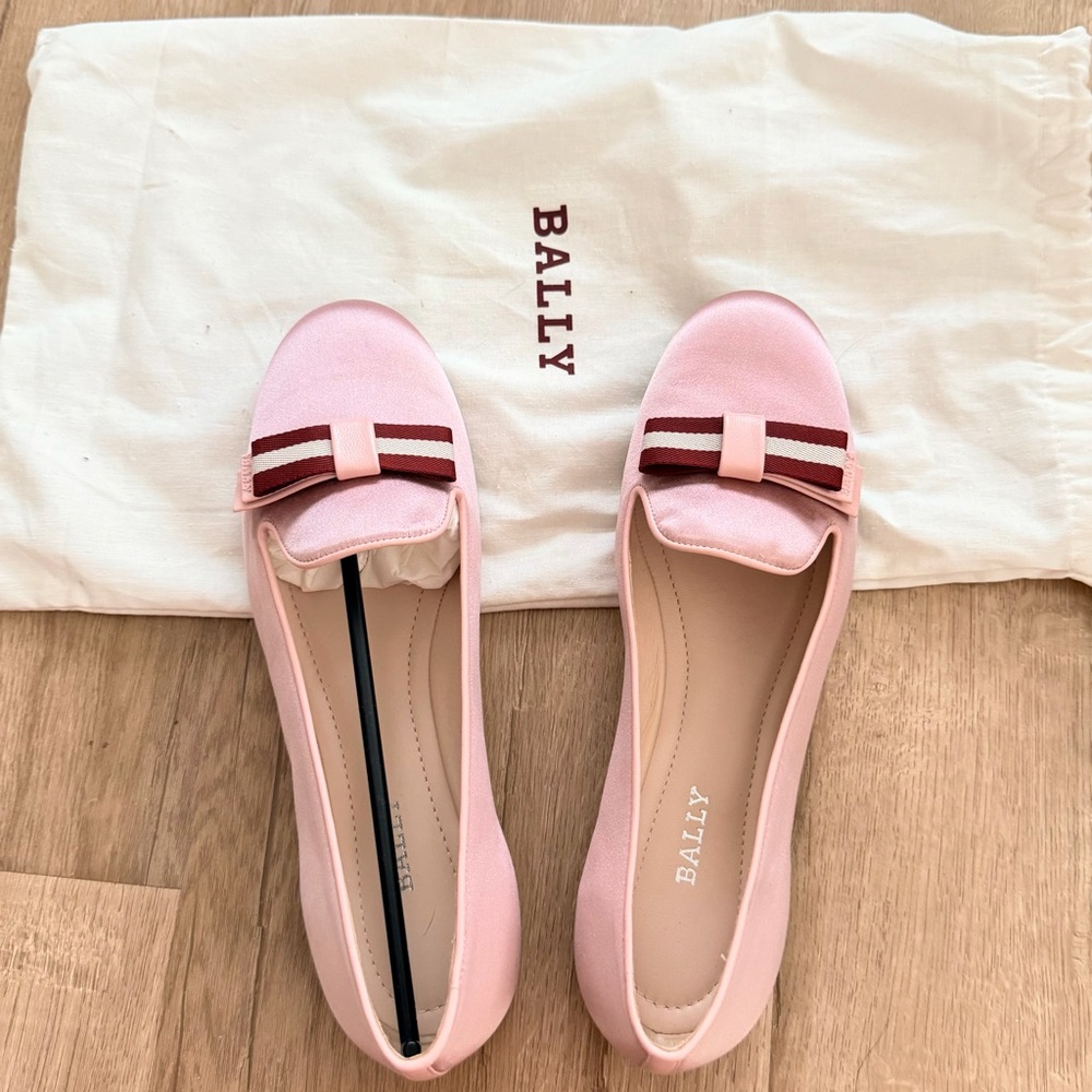 NEW Bally Bew Dusty Rose Satin Fabric Pink Flats Shoes Size 38 | US 7.5 Dust Bag
